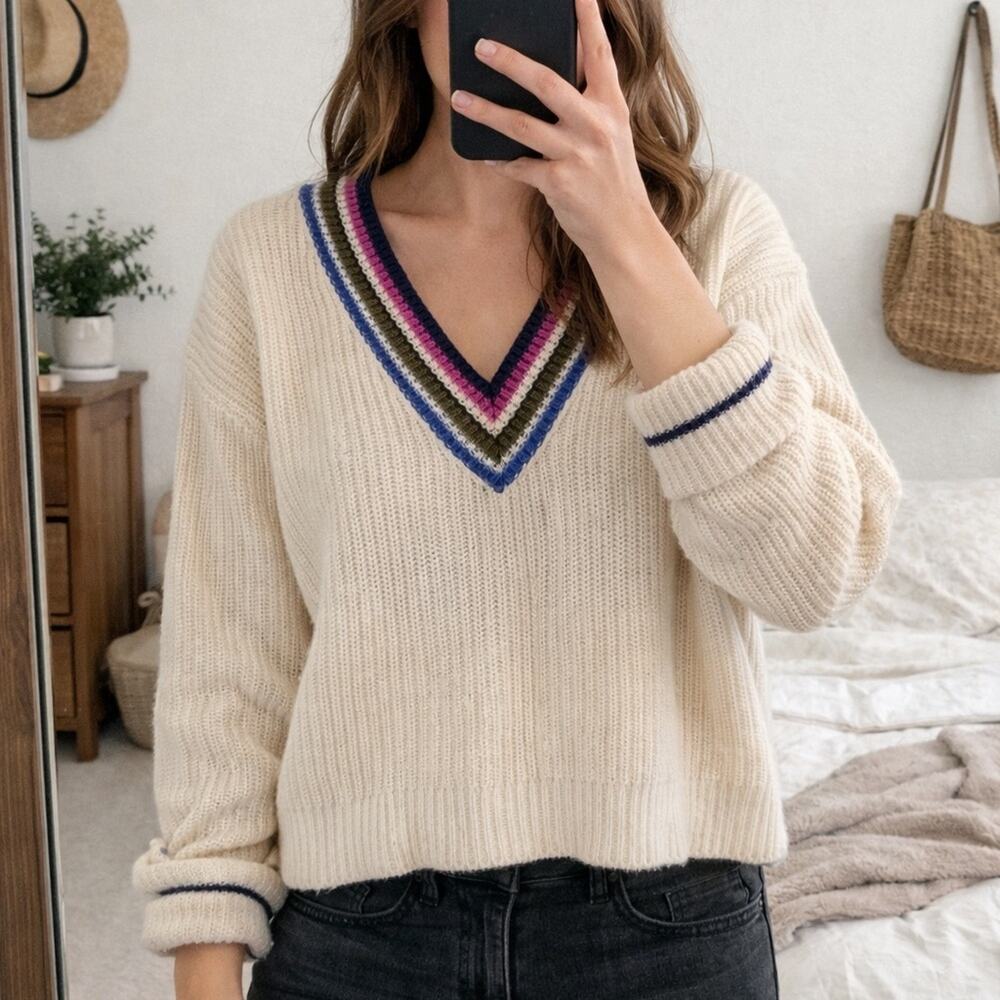 Scotch & Soda V-Neck Crochet Sweater Sz M